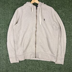 Polo Ralph Lauren Fleece Full Zip Hoodie Heather Gray Men’s Size L Distressed